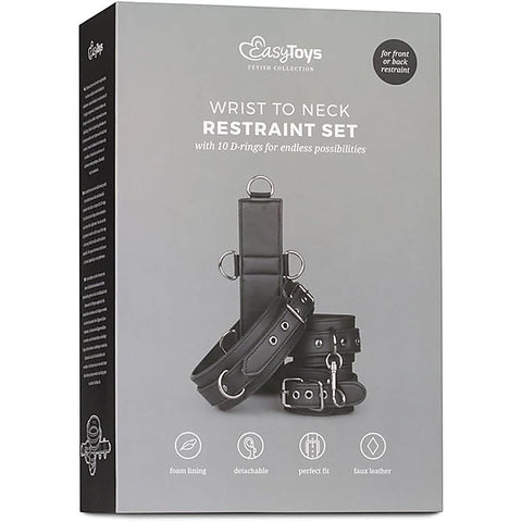 Premium BDSM Neck & Wrist Restraint by Easytoys - Cuffs And Restraints