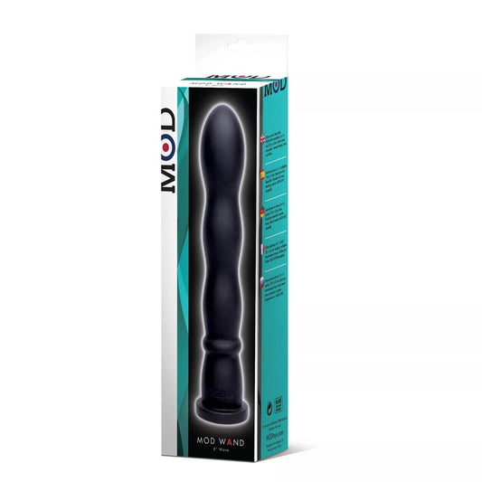 MOD Silicone Wand Wave Black Premium Textured Dildo Attachment - Black - Body Wands