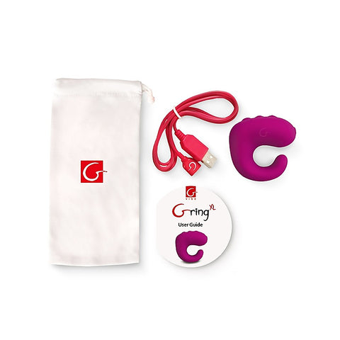 Gvibe Gring Remote Control Finger Vibrator XL Sweet Raspberry Dual Function - Finger and Tongue Vibrators