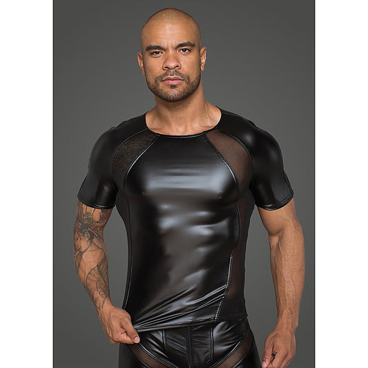Power Wetlook Men Tshirt With 3D Net by Noir Handmade - His Fetish