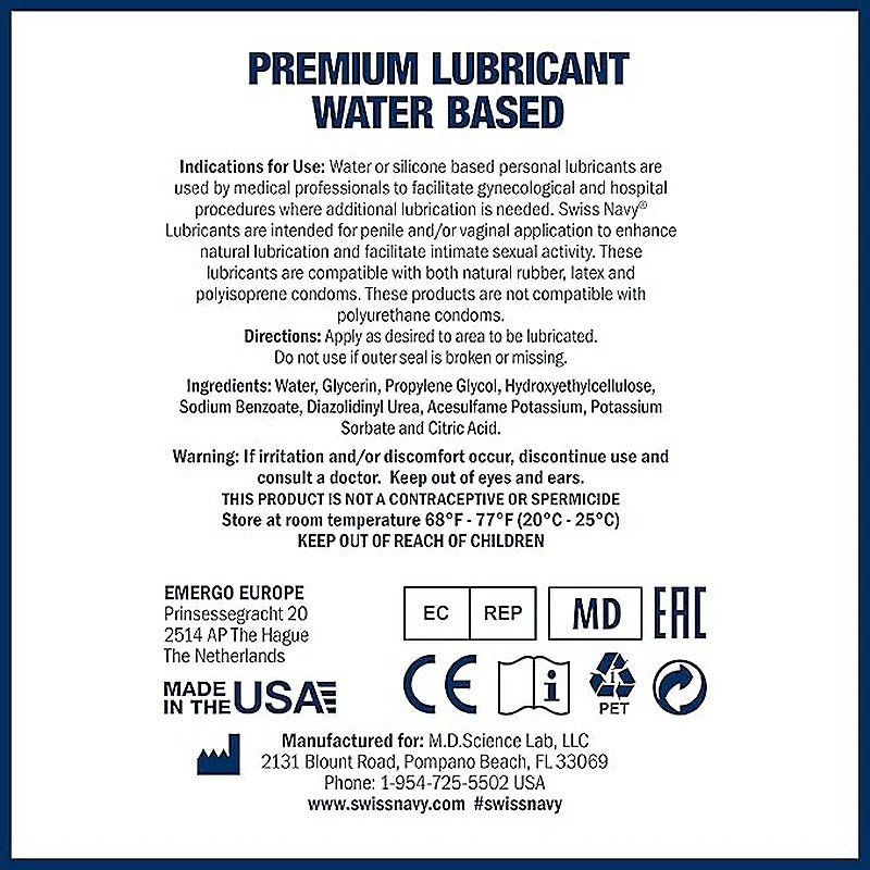 Water Based Adult Lubricant by Swiss Navy - Water Based Lubes
