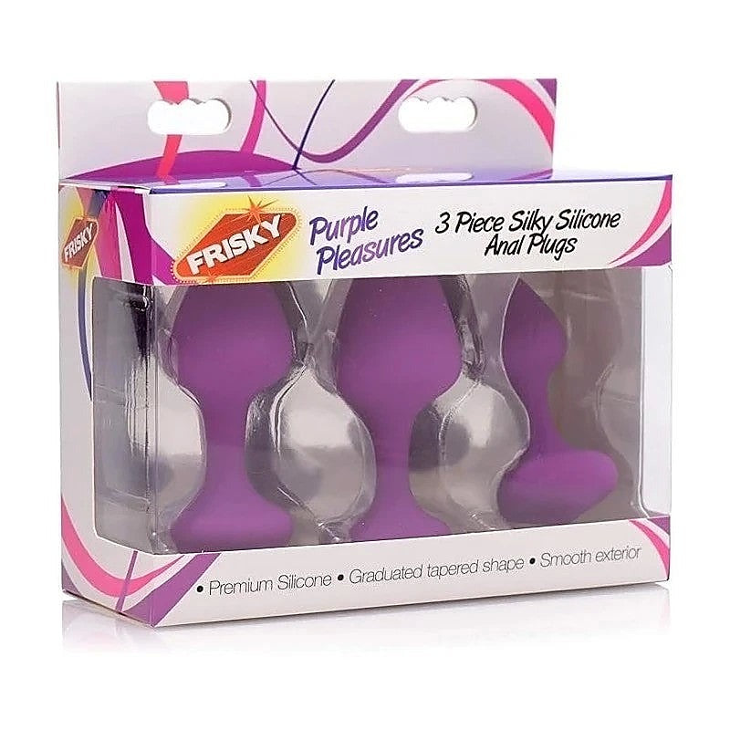 Frisky Purple Pleasures Silicone Anal Plugs by XR Brands - Butt Plugs
