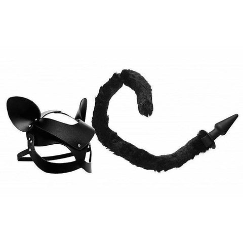 Tailz Cat Tail Anal Plug and Mask Set by XR Brands - Butt Plugs