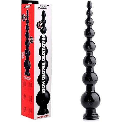 XR Brands Hosed Beaded Hose Anal Dildo 19 Inch with Progressive Bulbs - Anal Dildos