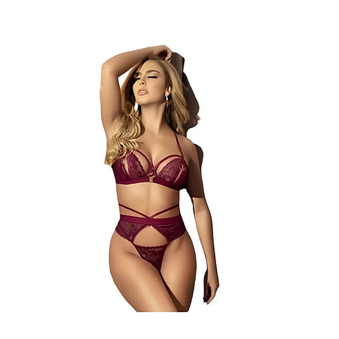 Lace Top with Adjustable Straps Peekaboo Set 2 Piece - Bras and Bra Sets
