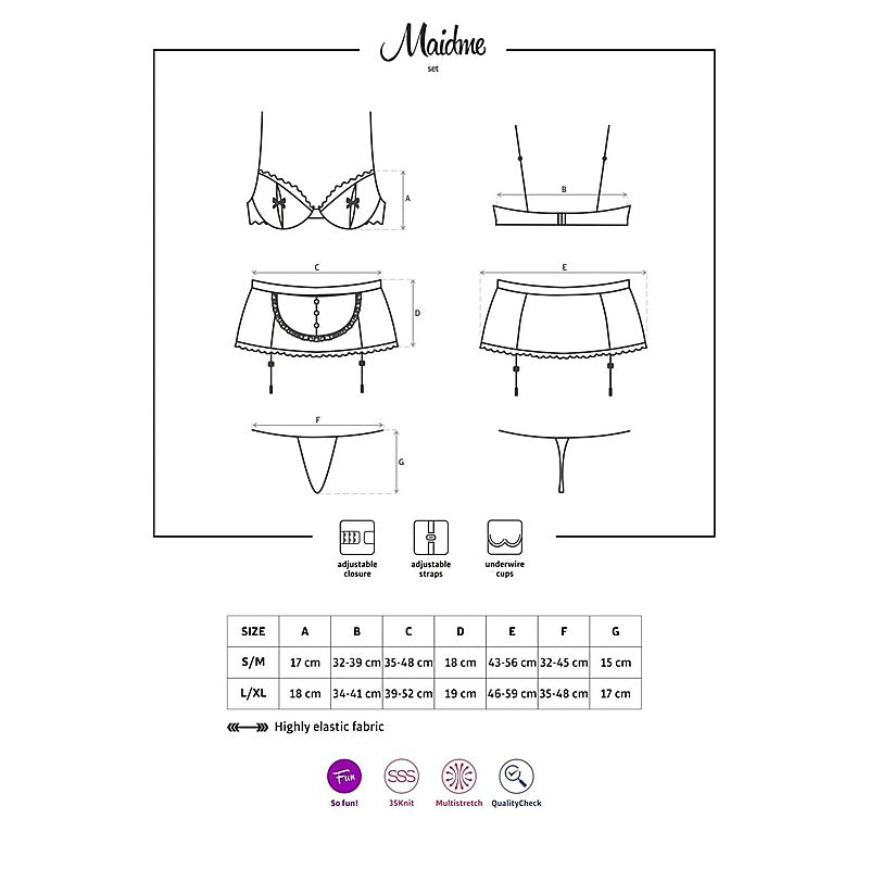 Maidme 5 Piece Women Costume Set by Obsessive - Fancy Dress Ups