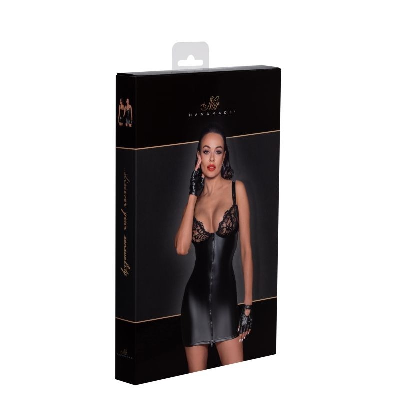 Power Wetlook Dress With Lace Chest and Two Way Zipper - Her Fetish