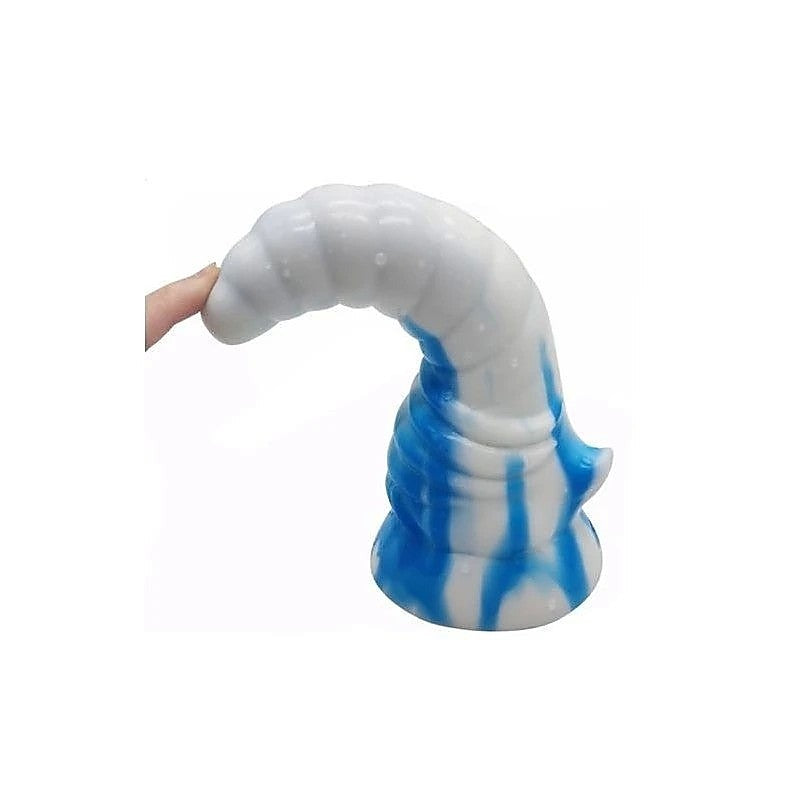 FAAK Bull Horn Anal Dildo Blue / White Horn Curved Design for Anal Play - Anal Dildos