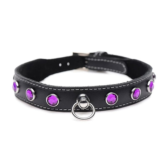 Master Series Bling Vixen Leather Choker Collar by XR Brands - Collars and Leads