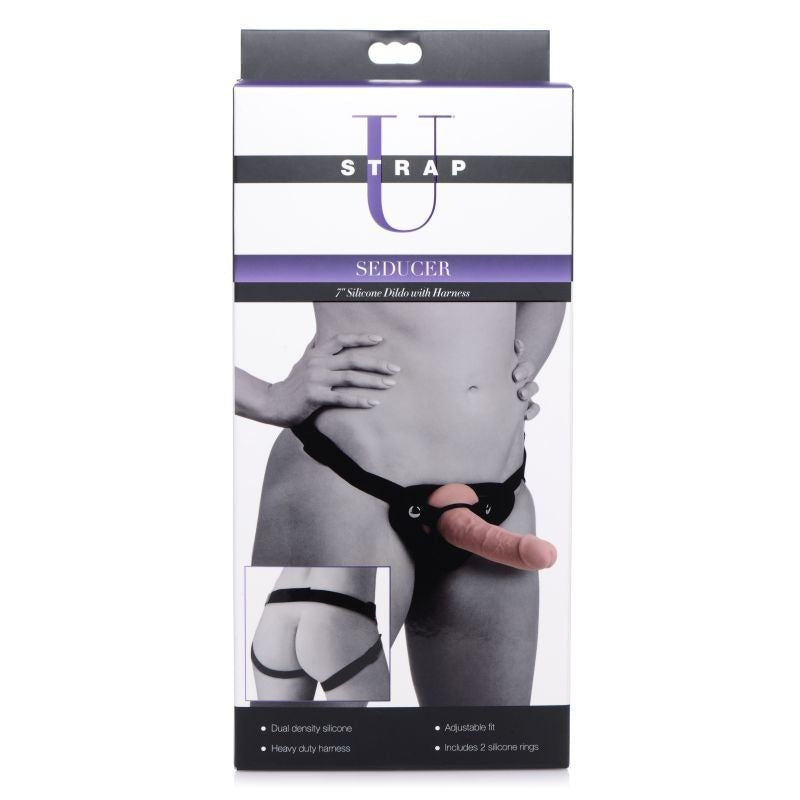 Seducer 7" Silicone Dildo w/ Harness by XR Brands - Strap On Sextoys