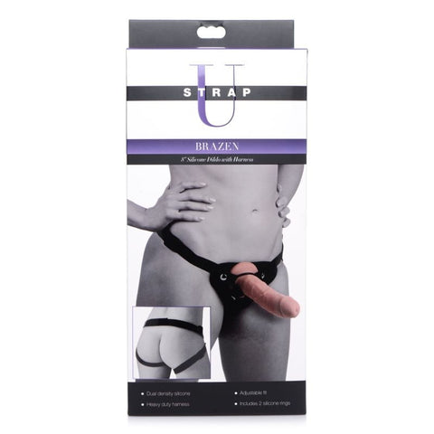 Brazen 8" Silicone Dildo w/ Harness by XR Brands - Strap On Sextoys