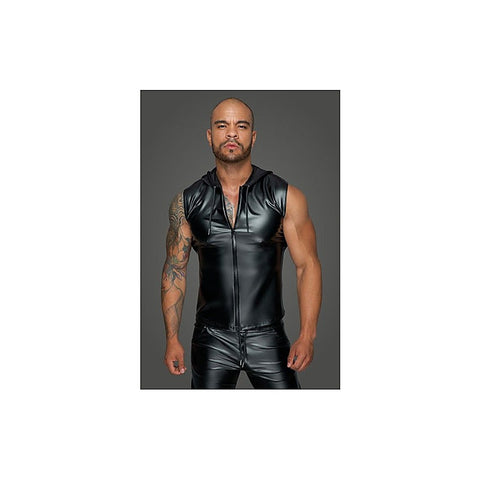 Powerwetlook Sleeveless Hooded Men's Shirt by Noir Handmade - His Fetish