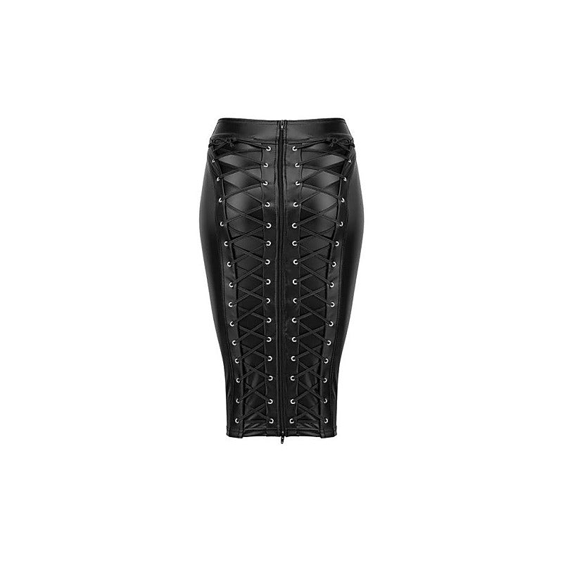 Power Wetlook Pencil Womens Skirt With Long Zipper - Her Fetish