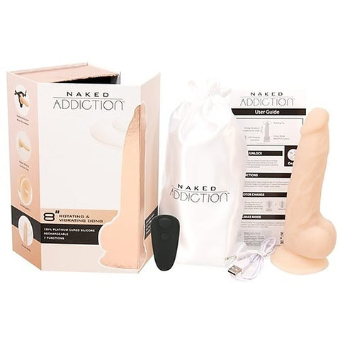 Rotating Vibrating Silicone Dildo w/ Remote Vanilla - Vibrating Dildos