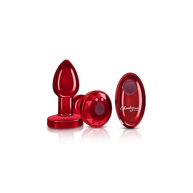 Cheeky Charms Red Rechargeable Vibrating Metal Butt Plug - Butt Plugs