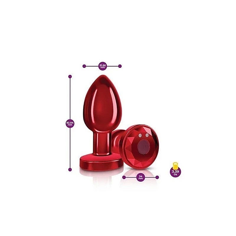Cheeky Charms Red Rechargeable Vibrating Metal Butt Plug - Butt Plugs