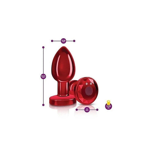 Cheeky Charms Red Rechargeable Vibrating Metal Butt Plug - Butt Plugs