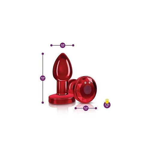 Cheeky Charms Red Rechargeable Vibrating Metal Butt Plug - Butt Plugs