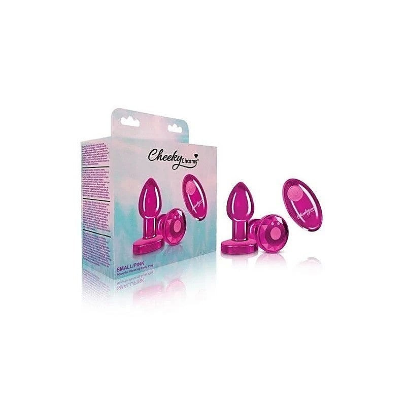 Cheeky Charms Pink Vibrating Metal Butt Plug by Viben - Butt Plugs