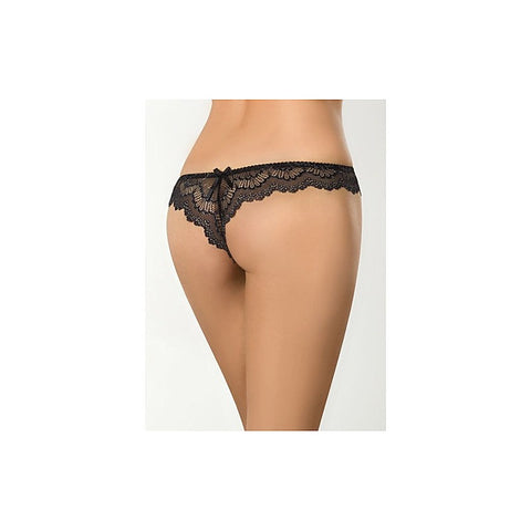 Axami Lingerie Brazilian Open Crotch G String Panty Black Premium European Lace - G-Strings, Panties and Shorts