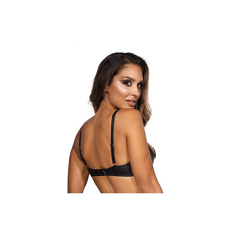 Axami Lingerie Wetlook Half Cup Zip Bra Black Premium European Design - Her Fetish