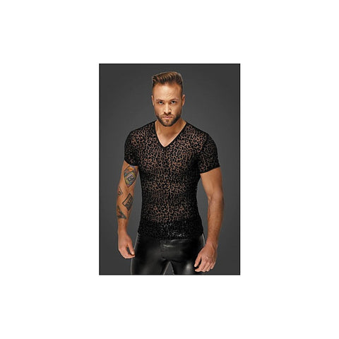 Leopard Flock V-Neck Fetish Wear Mens T-Shirt - His Fetish