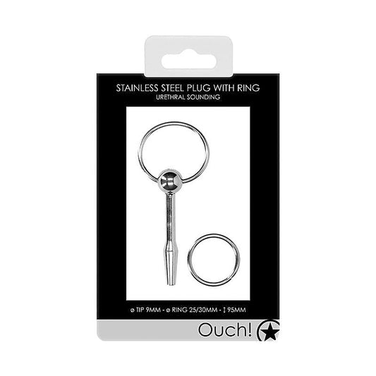 OUCH! Urethral Sounding Metal Plug by Shots Toys - Penis Plugs