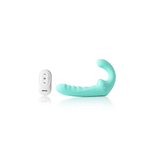 VibraTwin Remote Control Rechargeable Strap On by Arosum - Strap On Sextoys