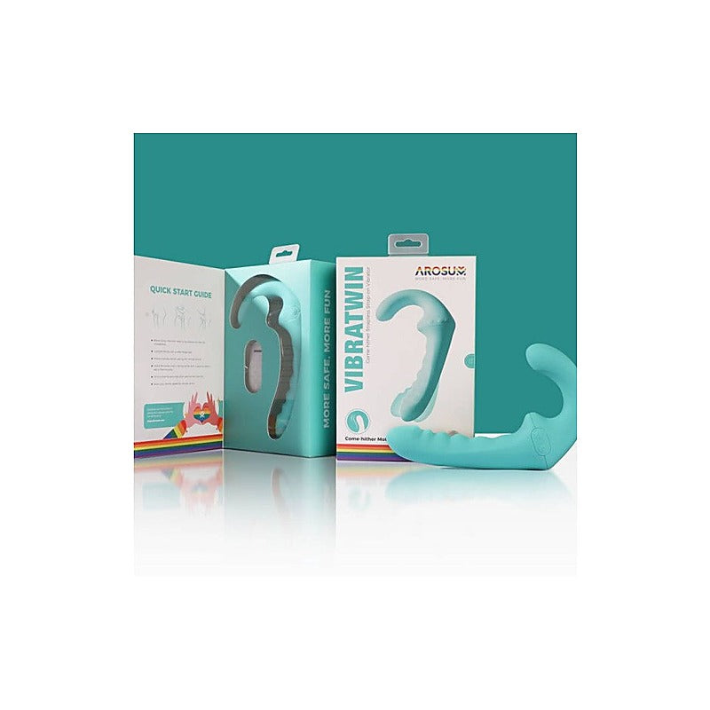VibraTwin Remote Control Rechargeable Strap On by Arosum - Strap On Sextoys