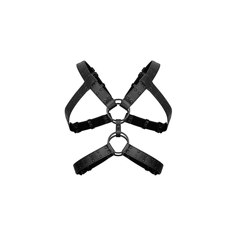 Bedroom Fantasies Rocco BDSM Play Harness Black Adjustable Faux Leather - Cuffs And Restraints