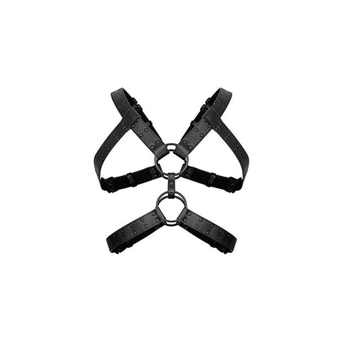 Bedroom Fantasies Rocco BDSM Play Harness Black Adjustable Faux Leather - Cuffs And Restraints