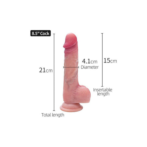 Dual Layer Realistic Silicone Cock With Suction 8.5 Inch - Realistic Dildos