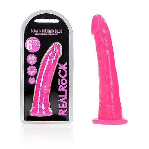 RealRock 15.5 cm Slim Glow in the Dark by Shots Toys - Realistic Dildos