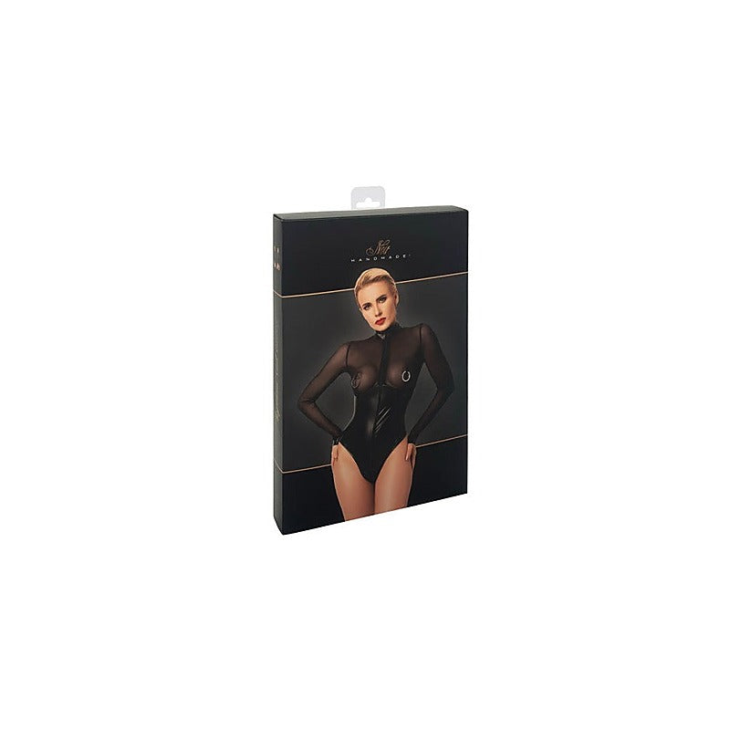 Edge Wetlook and Mesh Bodysuit by Noir Handmade - Her Fetish