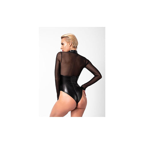 Edge Wetlook and Mesh Bodysuit by Noir Handmade - Her Fetish