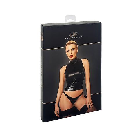 Glam Wetlook Top w/ Vinyl Corset Her Fetish - Her Fetish