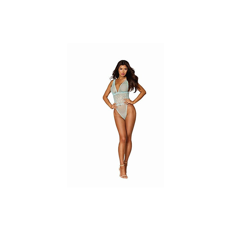 Fishnet and Stretch Lace Teddy by Dream Girl Lingerie - Teddies and Bodysuits