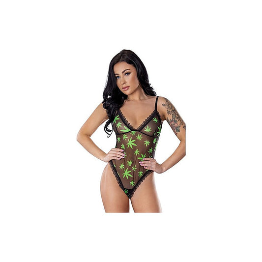 Pot Leaf Women Teddy by Magic Silk - Teddies and Bodysuits
