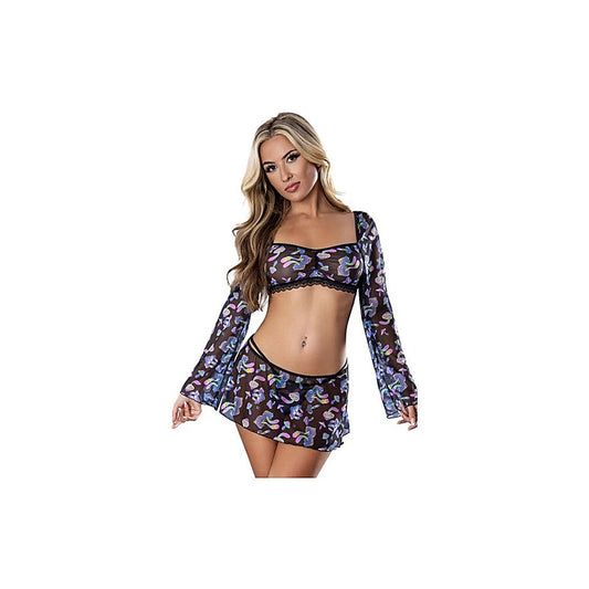 Mushroom Crop Top Skirt and G-String Set by Magic Silk - Skirts And Club Wear