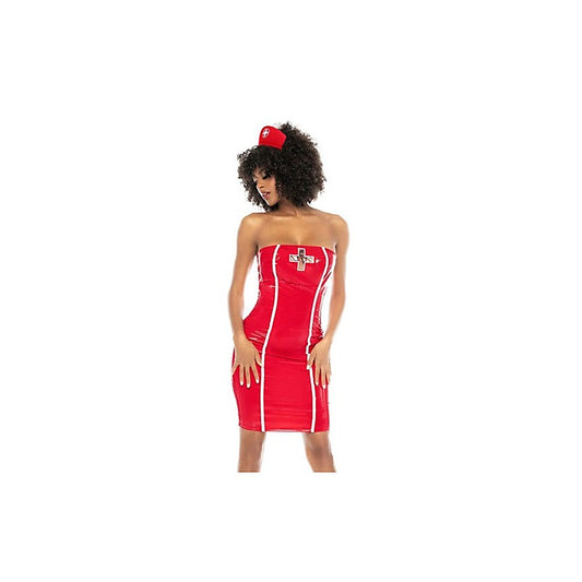 Sexy Nurse Costume Vinyl Red by Mapale - Fancy Dress Ups