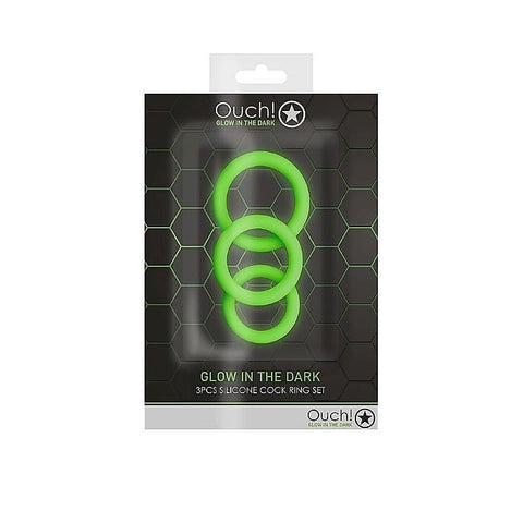OUCH! Luminescent Pleasure Rings by Shots Toys - Cock Rings