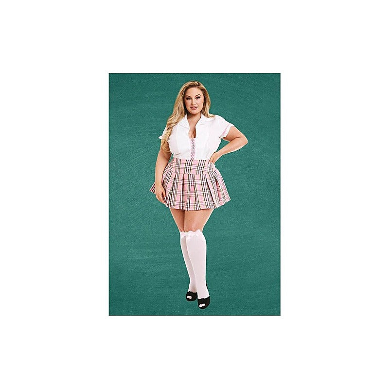 Teachers Pet 3 Piece Pink Private School Girl Costume - Fancy Dress Ups