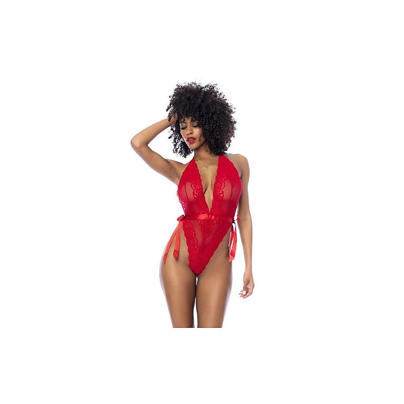 Women's Lace Bodysuit with Side Ties by Mapale - Teddies and Bodysuits