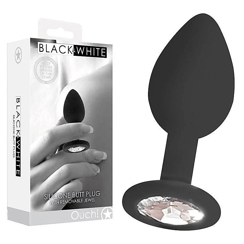 BW Silicone Butt Plug with Removable Jewel by Shots Toys - Butt Plugs