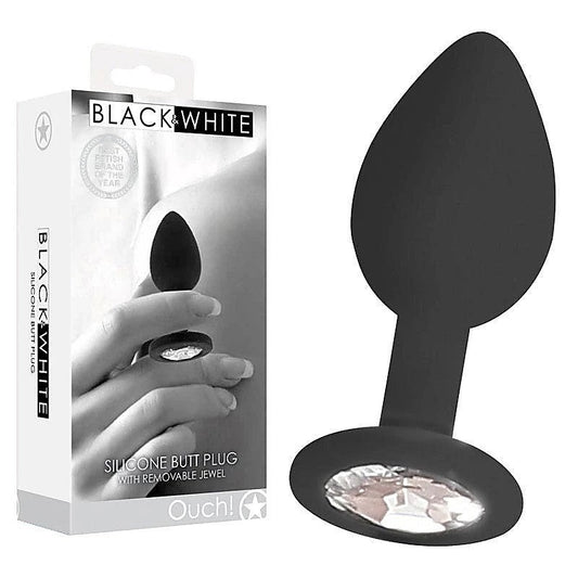 BW Silicone Butt Plug with Removable Jewel by Shots Toys - Butt Plugs