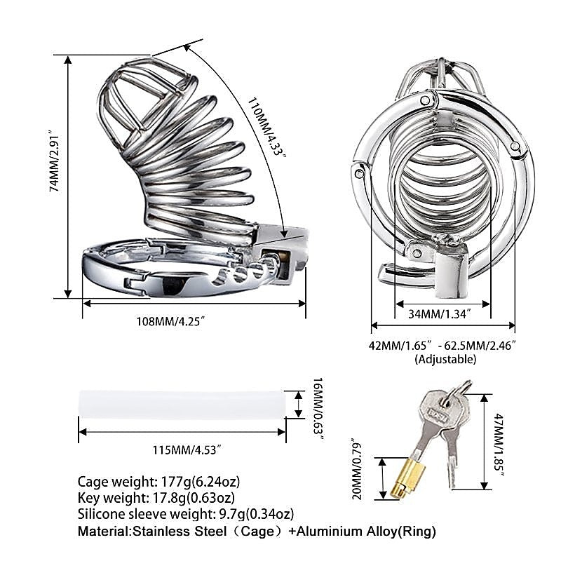 Beginner Cage Adjustable Metal Bird Cock Cage by BDStyle - Male Chastity