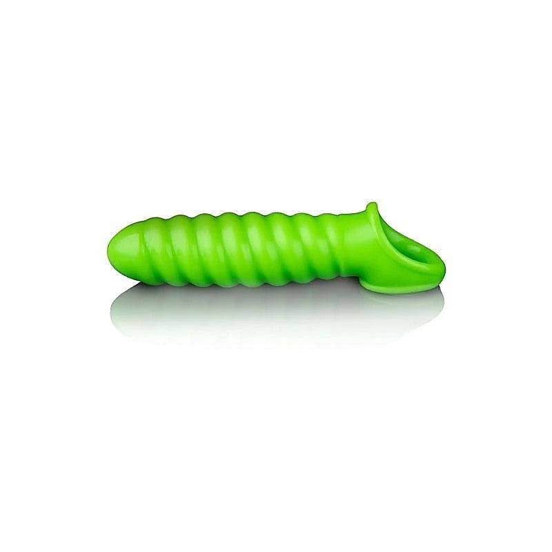 OUCH! Glow in Dark Swirl Stretchy Penis Sleeve by Shots Toys - Pumps, Extenders and Sleeves