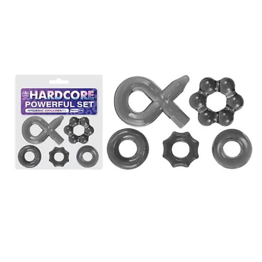 Excellent Power Hardcore Powerful 5 Cock Rings Set - Cock Ring Sets
