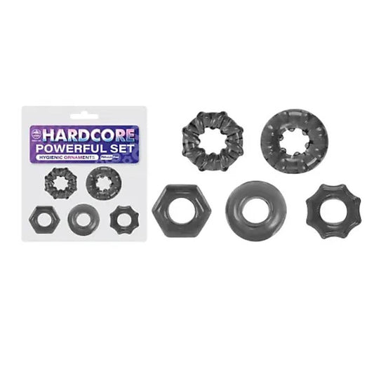Excellent Power Hardcore 5 Piece Stretchy Cock Rings - Cock Ring Sets