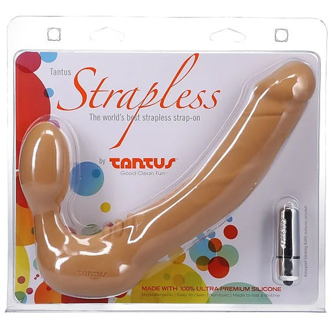 Tantus Real Vibrating Strapless Strap On Dildo with Anatomical Bulb Design - Strap On Sextoys